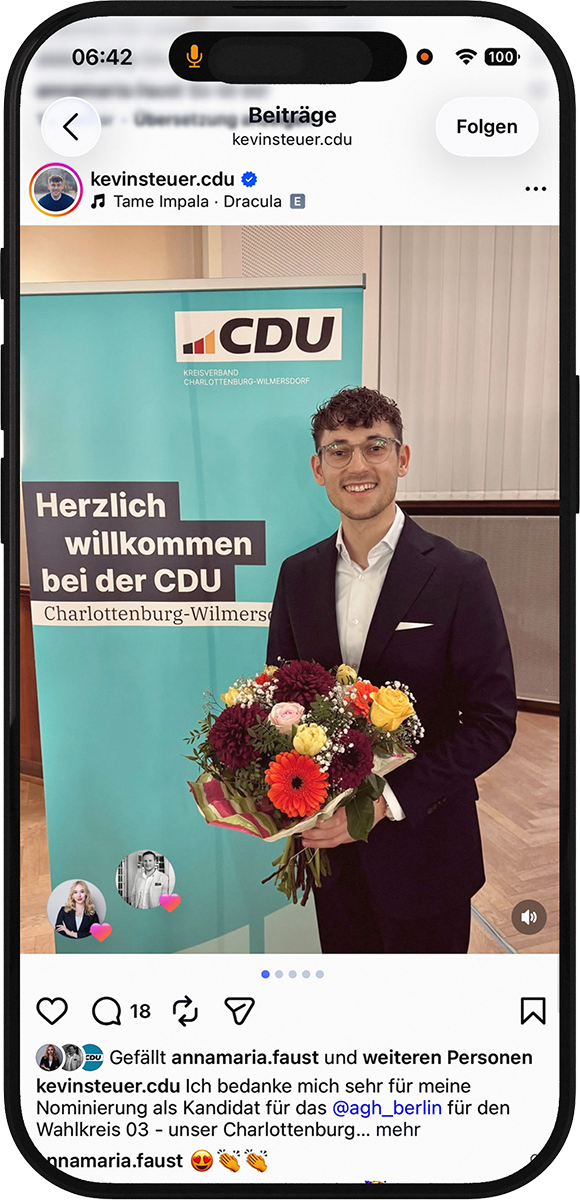 Smartphone mit Instagram-Profil von Kevin Steuer